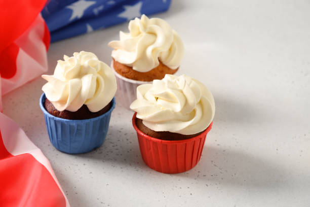 istock American three cupcakes for Patriotic Independence Day. 2154221435