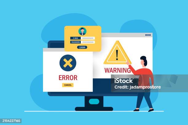 Warning Banner Example Computer Computer Warning And Error Concept Stock Illustration - Download Image ...