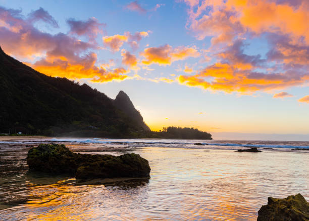 istock Beautiful Sunset Reflection on The Tide Pools at Tunnels Beach 2154227592