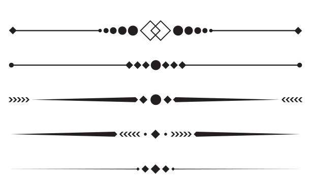 dekorativer linienteiler. vintage-buchvignetten, trennwände und trennwände - zirkel stock-grafiken, -clipart, -cartoons und -symbole