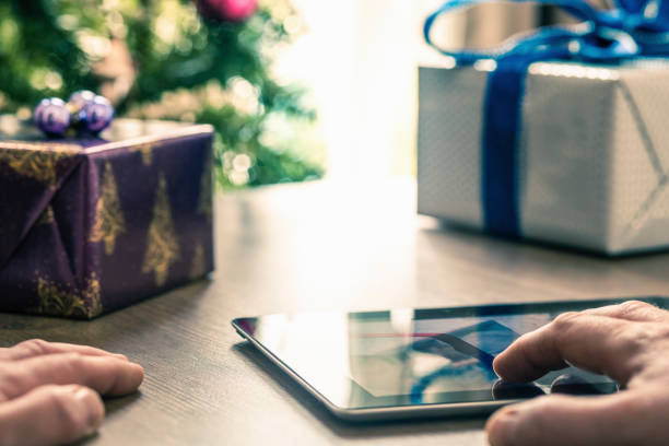 istock iPad in a Christmas scene 2154232029