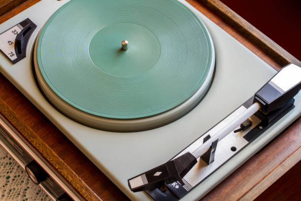istock Old vinyl record player close-up. 2154234460