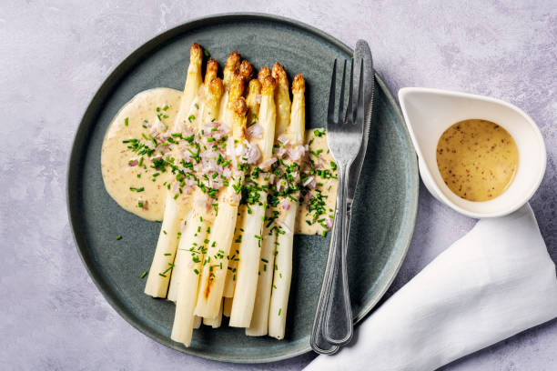 istock Roasted White Asparagus With a Vinaigrette Dressing 2154236644