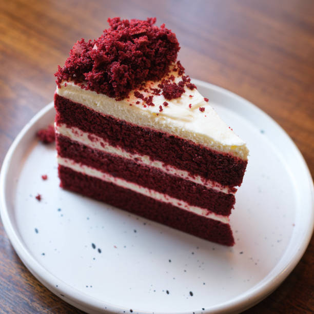 istock Red velvet  cake on the table 2154236827