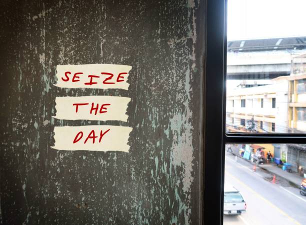 Grunge wall with text written Seize The Day, means making life extraordinary, to remind self to enjoy the life while still can