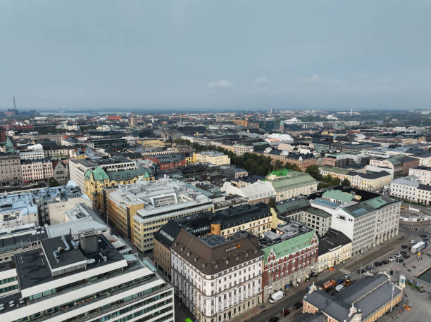 Helsinki city harbor Finland aerial view