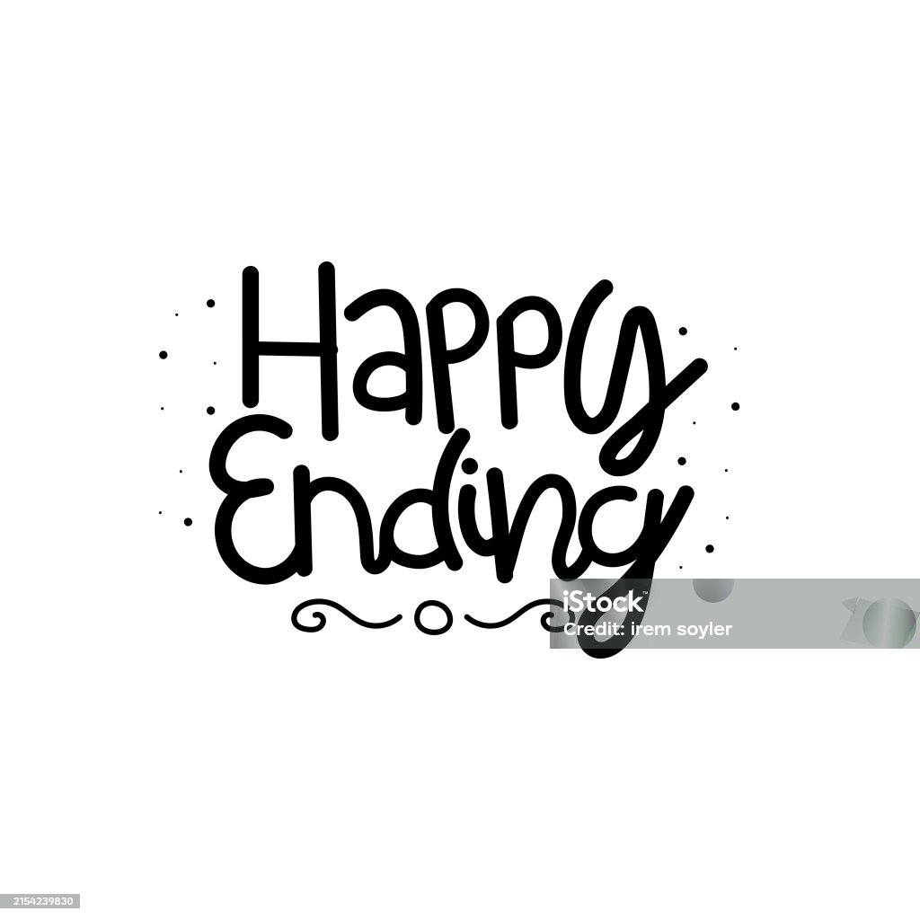 Text Ending Design Hand Drawn Happy Ending Calligraphy Text Vector Design Stock ...