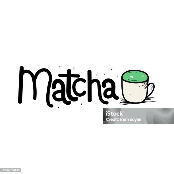 Matcha Text Hand Drawn Matcha Calligraphy Text Vector Design Stock Illustration ...