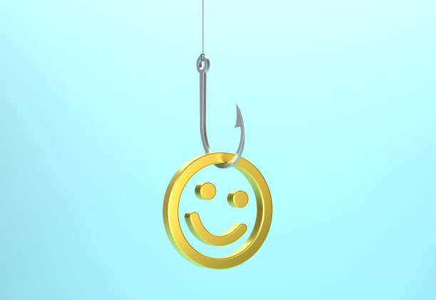 Smiley Face icon Hooked By A Fishing Hook