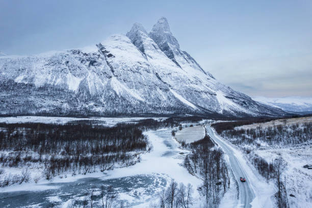 istock Car driving remote road in the arctic, Norway 2154245981