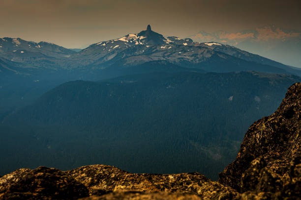 The Big Sister of the Three Sisters Mountains near Canmore, Alberta, Canada. The highest point of the Three Sisters Mountains is the Big Sister Mountain, at 9,633 feet.