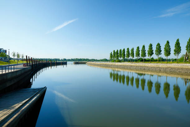 Artificial harbor basin in Wedel near Hamburg
