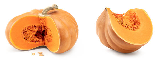 istock piece of pumpkin isolated on white background. clipping path 2154246478