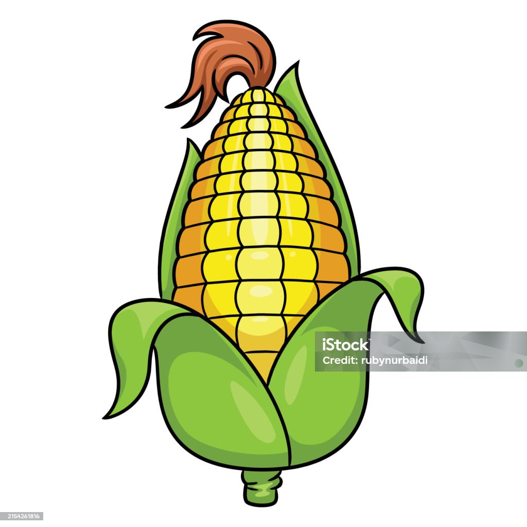 Very Simple Corn Cartoon Corn Cartoon Stock Illustration - Download Image Now - Agriculture ...