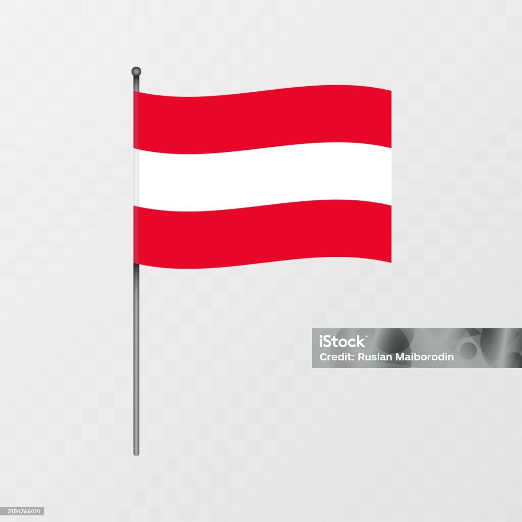 Austria Graphics Austria National Flag On Flagpole Vector Illustration Stock ...