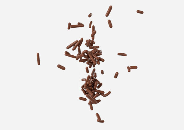 istock Chocolate Sprinkles For Cakes And Bakery Items Falling From Top On White Background 3D Illustration 2154266949
