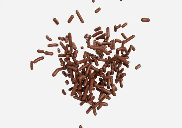 istock Group Of Chocolate Sprinkles, Cakes And Bakery Items Scattered On White Background 3D Illustration 2154266957