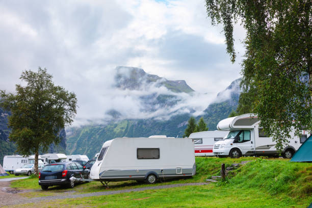 istock RV Park with Camper Trailers in Norwegian Mountains 2154275469
