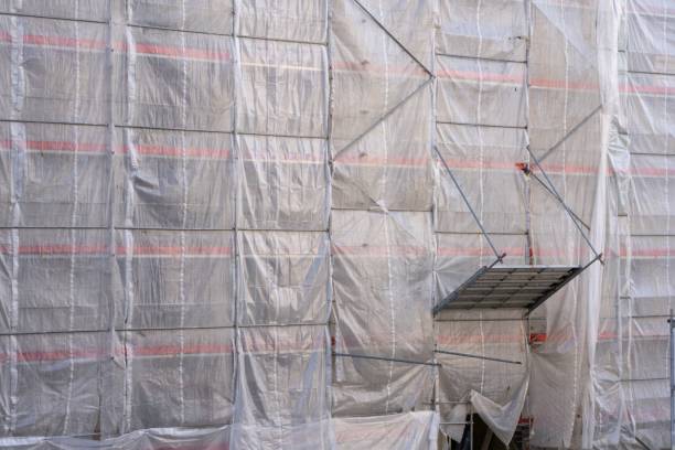 istock Protective tarpaulin and protective foil for scaffolding 2154279793