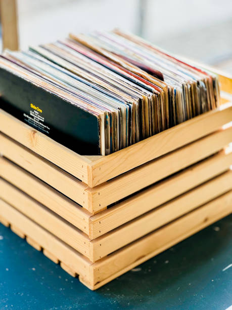 istock Vinyl Disk in a Wooden Box on an antique store 2154283211