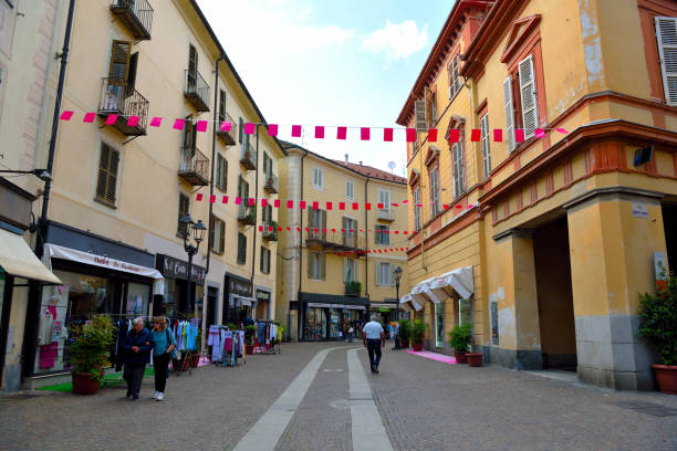 Historic buildings in Piazza della Vittoria, the main square of Lodi, Lombardy, Italy
