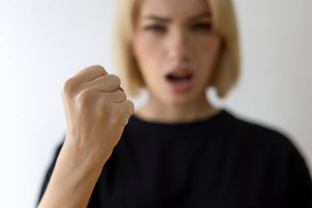 Woman being ready to punch