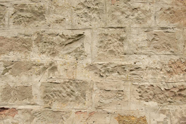 Close up of stonework on house wall, Edinburgh, Scotland