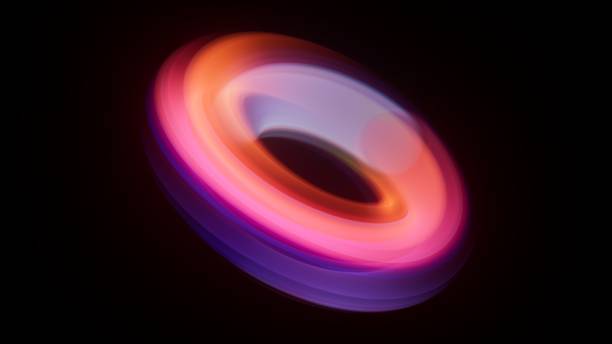 istock abstract neon background of unfocussed multicolor torus, fluorescent glowing neon ring. Fantastic wallpaper of motion lines, long exposure 2154313043