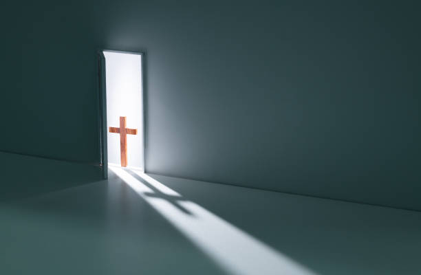 istock Open door with a religious cross 2154315700