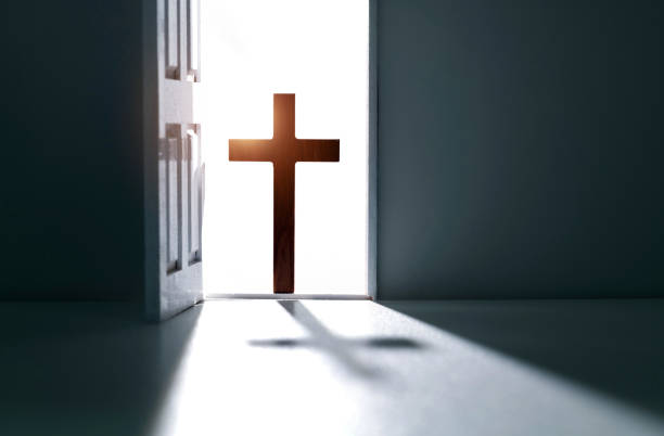 istock Open door with a religious cross 2154315701