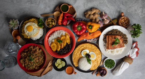 istock Buffet table full of lunch assorted dishes Peru Peruvian food 2154316828