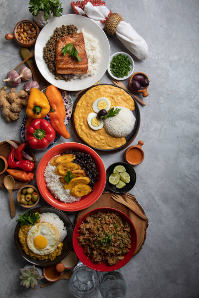 istock Buffet table full of lunch assorted dishes Peru Peruvian food 2154316832