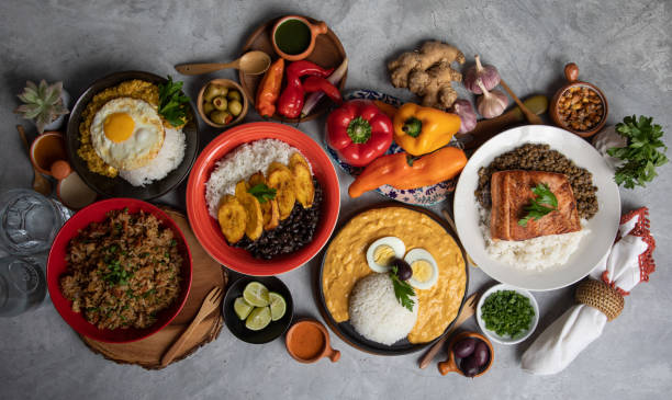 istock Buffet table full of lunch assorted dishes Peru Peruvian food 2154316834