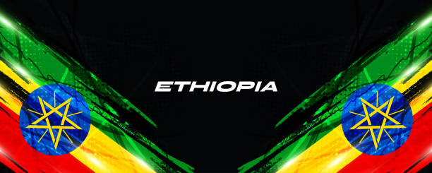 istock Flag of Ethiopia in Brush Paint Style with Grunge Concept 2154317144