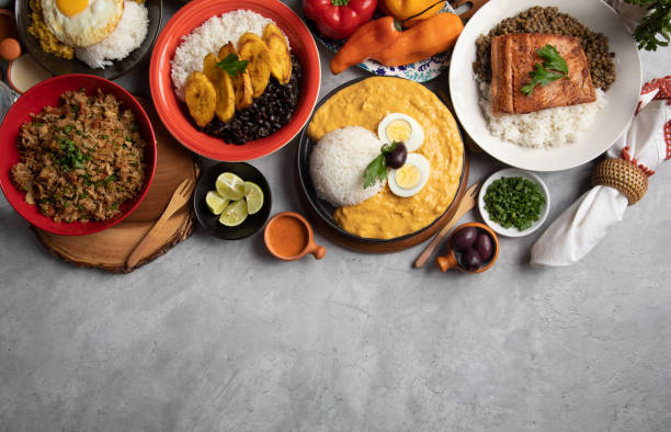 istock Buffet table full of lunch assorted dishes Peru Peruvian food 2154317740