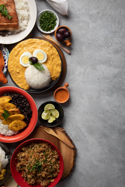 istock Buffet table full of lunch assorted dishes Peru Peruvian food 2154318182