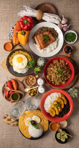 istock Buffet table full of lunch assorted dishes Peru Peruvian food 2154318319