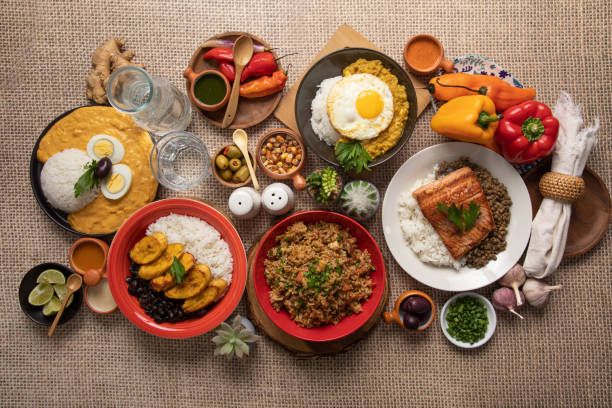 istock Buffet table full of lunch assorted dishes Peru Peruvian food 2154318351