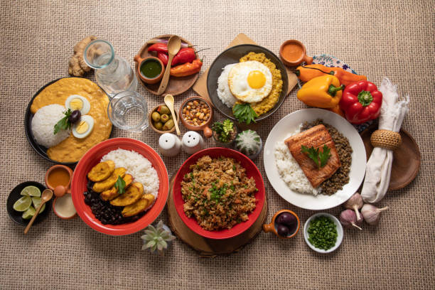 istock Buffet table full of lunch assorted dishes Peru Peruvian food 2154318501