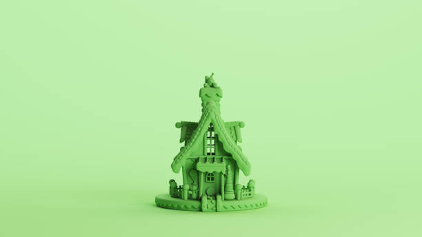 istock Green mint gingerbread house fun pale green icing bakery cake background 2154319993
