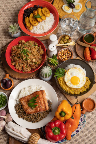 istock Buffet table full of lunch assorted dishes Peru Peruvian food 2154320311