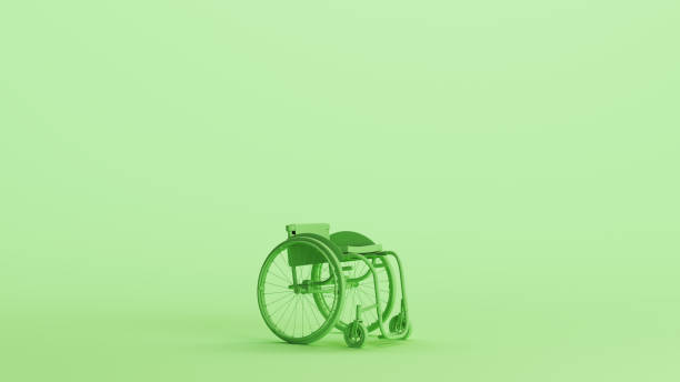 Green mint wheelchair mobility assistance disability awareness physical transportation background quarter view