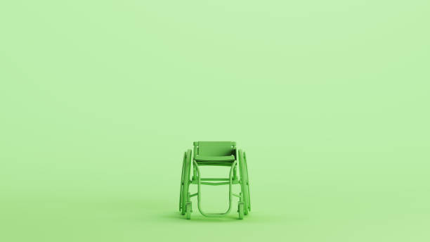 istock Green mint wheelchair mobility assistance disability awareness physical transportation background front view 2154320810