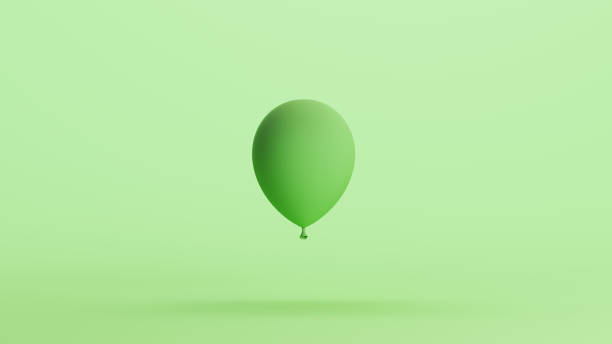 Green mint balloon floating happy birthday helium decoration celebration background