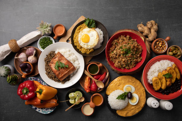 istock Buffet table full of lunch assorted dishes Peru Peruvian food 2154321030