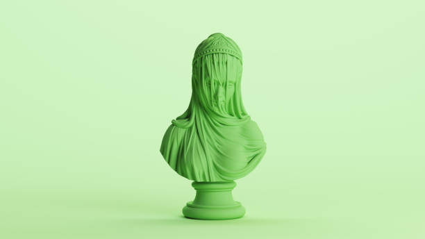istock Green women bust sculpture drapery statue clay sculpt mint background 2154321945