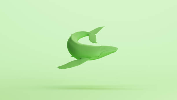istock Green whale large humpback whale mint soft tones sculpt background 2154322001