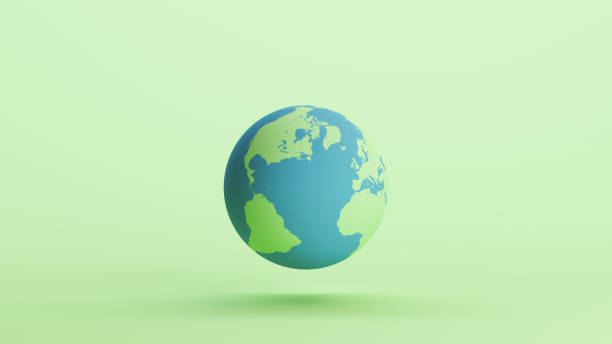 istock Green blue globe earth Atlantic ocean continents oceans geography mint background 2154322650