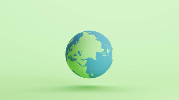 istock Green blue globe earth Asia oceans geography mint background 2154322651