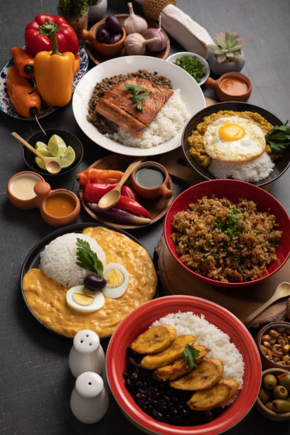istock Buffet table full of lunch assorted dishes Peru Peruvian food 2154322795